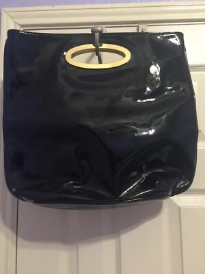 ANN TAYLOR Large Fashion Black Patent Tote Bag EUC - Image 1 of 4