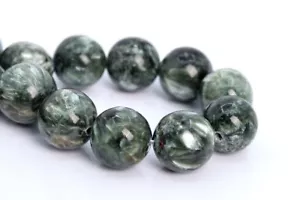 12MM Echte natürliche Seraphinitperlen Grad AA Runde Edelstein Lose Perlen 4 " - Bild 1 von 3
