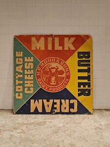 Hood & Sons Dairy Products Sign Butter Milk Cow Cream Cheese DOUBLE SIDED Cow
