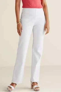 Neu mit Etikett weiche Umrandung weiß Pull-On Bootcut Ultimate Denim volle Länge Jeans XS - Bild 1 von 10