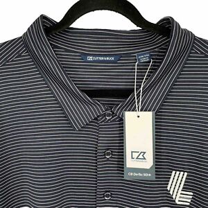Cutter & Buck LIV Golf Polo Shirt Mens 4XB 4TG Navy Blue White Stripe