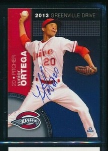 2013 Brandt #26 Yunior Ortega Greenville Drive Signed Autograph (AJ44) SWSW