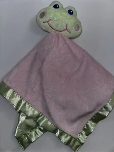 Frog Lovey Plush Baby Security Blanket Pink Green Satin Trim Nursery Rhyme - Picture 1 of 4