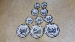 Johnson Brothers Coaching Scenes Plates Set-of-10 Dinner Bowls Saucer Excellent - Picture 1 of 4