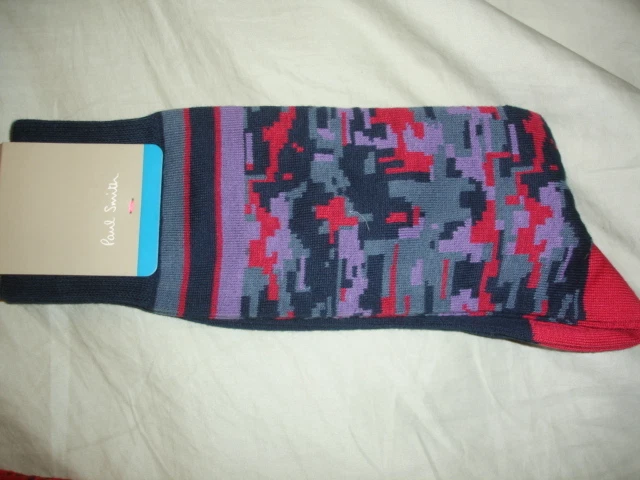 PAUL SMITH AZUL ROJO PATRÓN CALCETINES HOMBRE NUEVOS CON ETIQUETAS  Foto 1 de 1