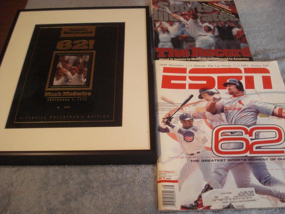 FRAMED SPORTS ILLUSTRATED SEPT. 8,1998-62! MARK MCGWIRE-SPECIAL ED & 3 MAGAZINES - Image 1 of 4