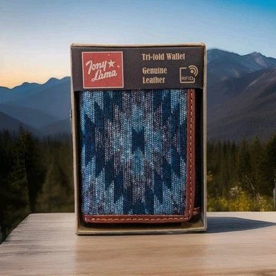 UNIQUE DESIGN TONY LAMA TRI-FOLD WALLET RFID GENUINE LEATHER 23141138W3 - Image 1 of 4