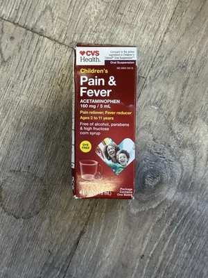 CVS Health Children Pain & Fever Acet (4 fl oz) Cherry Flavor 12/25 Ages 4-11 - Image 1 of 3