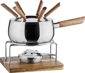 MÄSER Fondue Set Electric – 10‑Piece 1.9L Stainless Steel & Wood Set for 6 Pe... - Picture 1 of 5