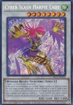 YuGiOh Cyber Slash Harpie Lady BLC1-EN010 Secret Rare Englisch Neu unl. - Bild 1 von 2