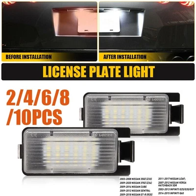 Luz de matrícula LED branca para lâmpada Nissan Infiniti 6000K AUXITO2-10X - Imagem 1 de 4