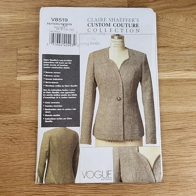 Vogue 8519 Claire Shaeffer patrón de costura tallas 6-12 corte a talla 12 fuera de uso leer Foto 1 de 4