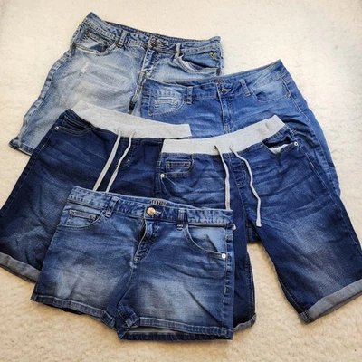 5pc LOT Justice Shorts Girls 16 Denim Jean Mix Bermuda Summer Casual Stretch - Image 1 of 4