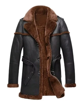 Men's Long Tranch Coat With Fur. Fur Coat For Cool Weather  - Image 1 of 4