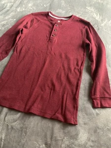Old Navy Henley Shirt Boys XL(14-16) RegularStandard RedWaffleThermal LongSleeve - Picture 1 of 9