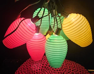 Vintage 7 beleuchtete Party Bienenstock Kunststoff Blasform Laterne Camping Terrasse Lichterkette - Bild 1 von 16