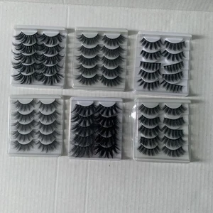 Set of 6 Black Mink False Eyelashes Natural Extension Soft Thick Lashes - Picture 1 of 7