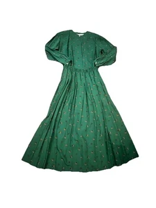 Vintage Chaus Bluse Plissee Midi Rock Set Grün Gold Französische Krone Knopf Damen Sm - Bild 1 von 15