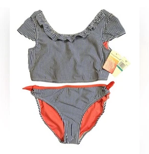 Tommy Bahama Girls Size 16 3PC Navy & White Striped Bikini Brand New With Tags. - Picture 1 of 8