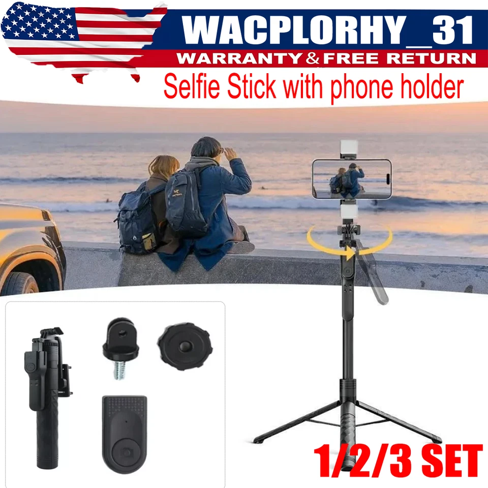Professional Cell Phone Holder + Camera Tripod Stand Remote Selfie Stick 68" - Image 1 of 4