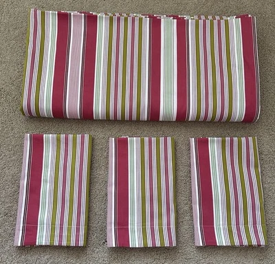 Pottery Barn  King Duvet Cover & 3 Standard Shams  Stripe Pink Green Cotton Exc! - Image 1 of 4