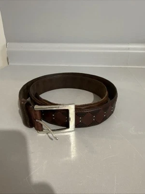 Brighton 皮革腰带绿松石珠西南风格 36 码 — 第 1/4 张图片