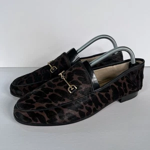 NEW Sam Edelman Loraine Womens Bit Loafers Brown Leopard Cow Hair 9W - Picture 1 of 9