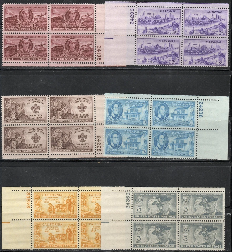 US Scott #993-998 Plate Blocks of 4, MNH - Image 1 of 1