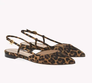GIANVITO ROSSI Ascent 05 Estampado de Leopardo Gamuza Cordones Planos 38.5 Punta NUEVO - Imagen 1 de 12