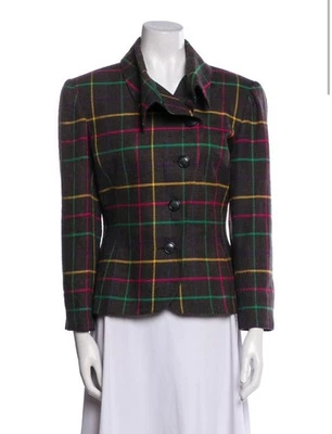 Chaqueta Blazer Vintage Oscar De La Renta Studio Cuadros Cuadros 8 Foto 1 de 4