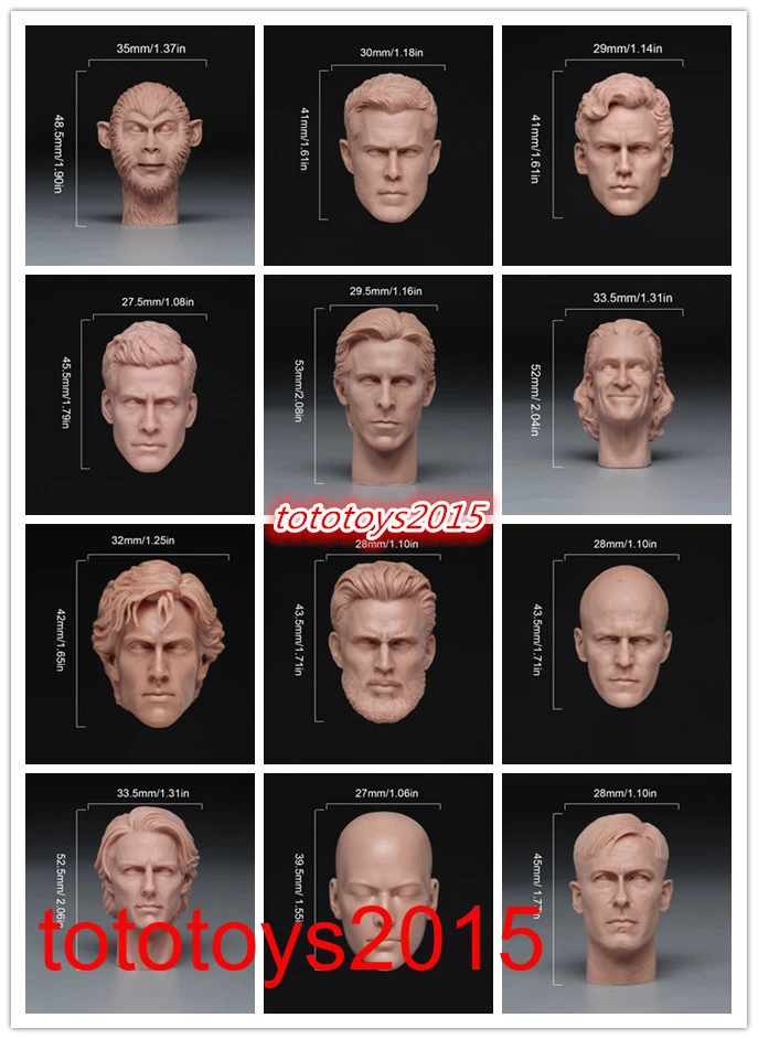 Unpainted 1:6 Girl Man Head Sculpt For 12‘’Female Male Action Figure Body Toys - Image 1 of 1