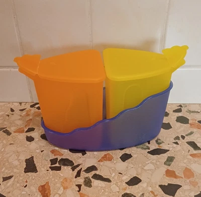Set Tupperware Milchkännchen / Zuckerdose, orange / gelb, "Neue Welle" - Bild 1 von 3