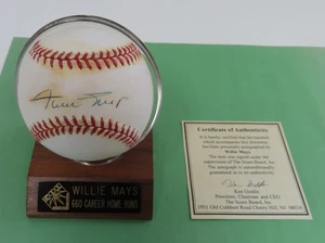 WILLIE MAYS Signed Official Rawlings MLB Baseball w/Stand Score Board Goldin - Picture 1 of 10