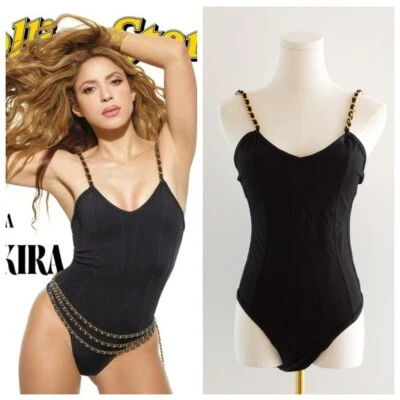 Chanel Vintage 1994 Negro Oro Cadena Correa Corsé Traje de Baño Body Foto 1 de 4