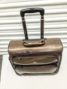 Monza Italy Rolling Leather Briefcase Carry Travel Bag Laptop Brown - Photo 1/10