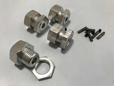 Traxxas E-Maxx T-Maxx 2.5 3.3 Adapters convert 14mm to 17mm hex Silver  - Image 1 of 3