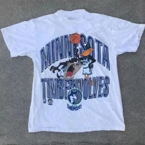 Vintage NBA Minnesota Timberwolves Looney Tunes White Unisex Shirt Men Women - Picture 1 of 3