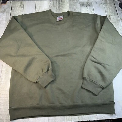 Мужской винтажный оливковый свитер с круглым вырезом размер средний премиум крой Jerzees Blank - Изображение 1 из 4