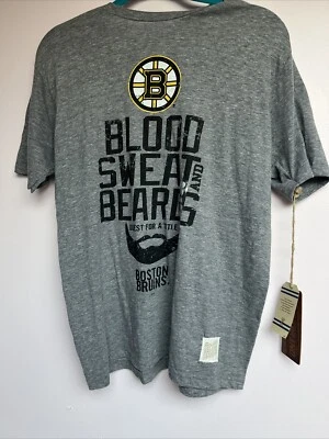 Boston Bruins Retro Brand Gray Blood Sweat and Beards T-Shirt L NWT - Image 1 of 4