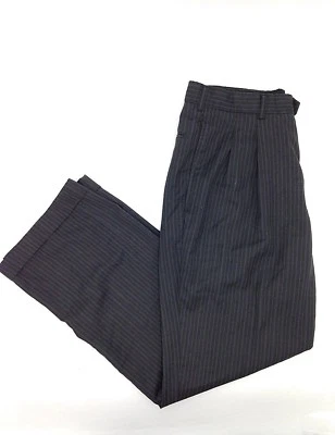 $125 Bloomingdales Men Classic Fit Trousers Black Stripe Flat Front Pants 32w - Image 1 of 4