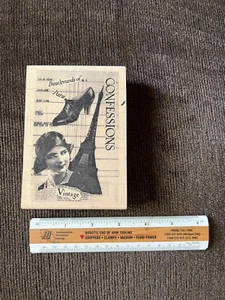 WOMAN + EIFFEL TOWER CONFESSIONS  BACKGROUND RUBBER STAMP-NEW-TREASURE CAY - Picture 1 of 2