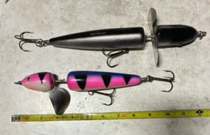2 ct. GIANT HAND CARVED WOOD topwater bass muskie swimbaits lures baits bass - Picture 1 of 1
