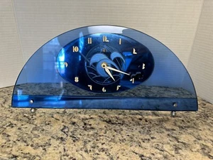 RARE Alencon Rainbault GE Electric Telechron Art Deco Glass Mirror Mantle Clock - Picture 1 of 11