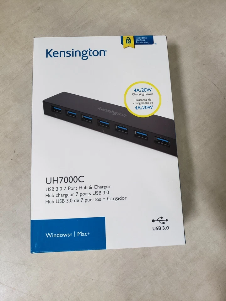 Kensington K39123AM USB 3.0 7-Port Hub with Charging SEALED - Image 1 of 4