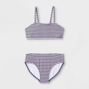 XE) Traje de Baño Clase de Arte para Niñas Rosa Azul Marino a Rayas M 7/8 - Imagen 1 de 2