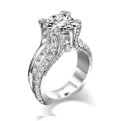 Juego de anillos de compromiso de plata de ley 925 de plata esterlina de 1,5 quilates circonita cúbica talla 8,9  Foto 1 de 4