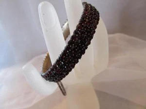 Pulsera vintage ~ antigua victoriana corte rosa granate bohemio (4) filas 1800-1900 - Imagen 1 de 10