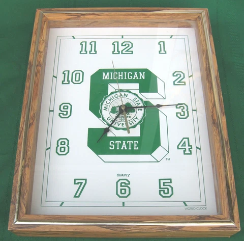 Wood Framed Michigan State University Wall Clock Cover