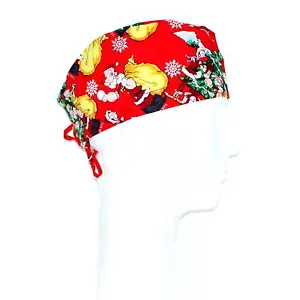 Popeye Christmas Theme on Red Background Scrub Hat - Picture 1 of 1