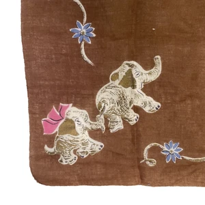 Vintage Damen oder Mädchen Taschentuch Happy Dancing Elefanten & Blumen - Bild 1 von 5